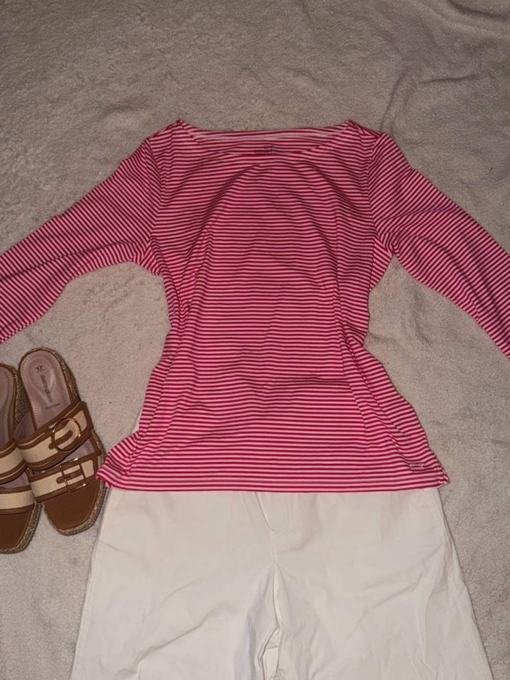 Vineyard Vines Pink and White Striped Long Sleeve Tee